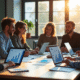 Groupe de professionnels collaborant sur des stratégies marketing digitales