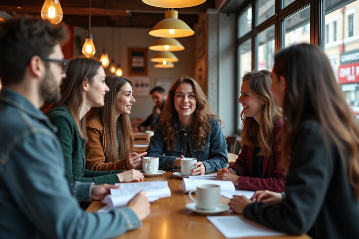 Étudiants discutant autour d