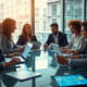 Groupe de professionnels collaborant autour d'une table moderne