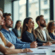 Groupe de professionnels en formation en salle lumineuse