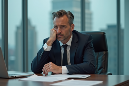 Homme d affaires inquiet au bureau avec documents